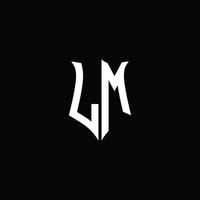 lm monogramme lettre logo ruban avec bouclier style isolé sur noir Contexte vecteur