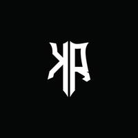 Ruban de logo de lettre monogramme kr avec style de bouclier isolé sur fond noir vecteur