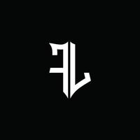 Fl monogramme lettre logo ruban avec style bouclier isolé sur fond noir vecteur