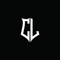 ruban de logo de lettre monogramme cl avec style de bouclier isolé sur fond noir vecteur