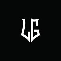 Ruban de logo de lettre monogramme lg avec style de bouclier isolé sur fond noir vecteur