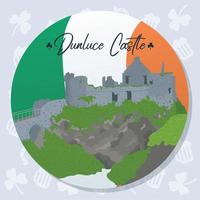 coloré irlandais autocollant avec dunluce Château point de repère vecteur