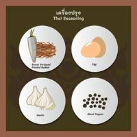 4 de essentiel Ingrédients de thaïlandais nourriture cuisine vecteur