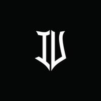 iu monogramme lettre logo ruban avec bouclier style isolé sur noir Contexte vecteur