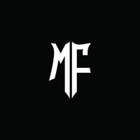 mf monogramme lettre logo ruban avec bouclier style isolé sur noir Contexte vecteur