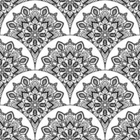 abstrait mandala poisson échelle sans couture modèle. ornemental tuile, mosaïque Contexte. floral patchwork infini carte. arabe, Indien, ottoman motifs. vecteur