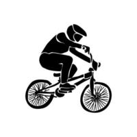 vélo motocross, silhouette de une homme sur une vélo participant dans une sport vecteur