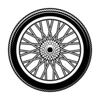 illustration vectorielle noir et blanc de la roue de bicyclette vecteur