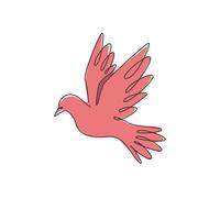 dessin au trait continu unique d'un adorable oiseau colombe volant pour l'identité du logo. concept de mascotte de pigeon mignon pour l'icône de mouvement de liberté et de paix. Une ligne moderne dessiner illustration graphique vectorielle de conception vecteur