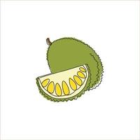 une ligne continue dessinant un jacquier biologique sain et entier pour l'identité du logo du verger. concept de fruits exotiques frais pour l'icône de jardin fruitier. Illustration graphique de vecteur de dessin de ligne unique moderne