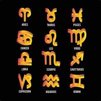 3d zodiaque or et symboles astrologiques vecteur