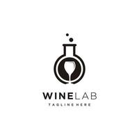 du vin laboratoires bouteille et verre de l'alcool minimaliste logo conception vecteur