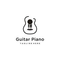 conception graphique du logo de la musique des touches de guitare et de piano vecteur