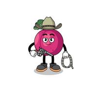 personnage mascotte de prune fruit comme une cow-boy vecteur