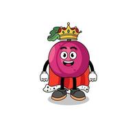 mascotte illustration de prune fruit Roi vecteur