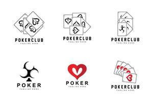logo de carte de casino de poker, icône de carte de diamant, coeurs, piques, as. conception de club de poker de jeu de hasard vecteur