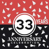 célébrer 33e ans anniversaire logo conception avec rouge et noir Contexte vecteur