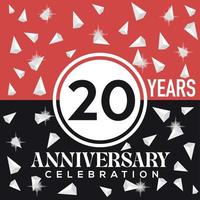 célébrer 20e ans anniversaire logo conception avec rouge et noir Contexte vecteur