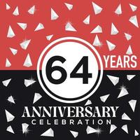 célébrer 64 ans anniversaire logo conception avec rouge et noir Contexte vecteur