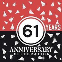 célébrer 61 ans anniversaire logo conception avec rouge et noir Contexte vecteur