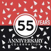 célébrer 55 ans anniversaire logo conception avec rouge et noir Contexte vecteur