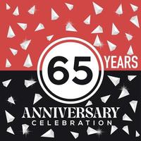 célébrer 65 ans anniversaire logo conception avec rouge et noir Contexte vecteur