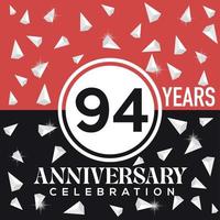 célébrer 94 ans anniversaire logo conception avec rouge et noir Contexte vecteur