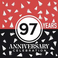 célébrer 97 ans anniversaire logo conception avec rouge et noir Contexte vecteur