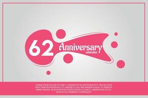 62 année anniversaire fête logo avec rose Couleur conception avec rose Couleur bulles sur gris Contexte vecteur abstrait illustration