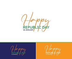 Indien république journée célébrations avec 26e janvier Inde texte et essayer Couleur vecteur illustration mnémonique conception
