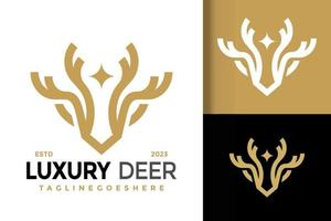 luxe cerf tête logo logos conception élément Stock vecteur illustration modèle