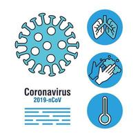 bannière de pandémie de coronavirus avec des icônes vecteur