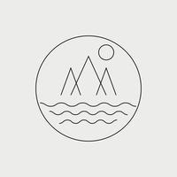 minimal paysage. montagnes et mer. logo conception vecteur