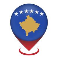 pointeur de carte avec contry kosovo. drapeau kosovo. illustration vectorielle. vecteur