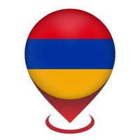 pointeur de carte avec contry arménie. drapeau arménien. illustration vectorielle. vecteur
