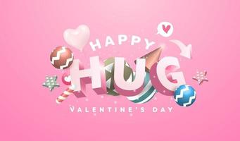 14 février bannière joyeuse saint-valentin avec conception de texte 3d vecteur