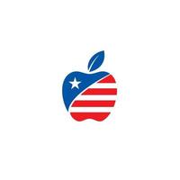 Pomme et Libéria, puerto Rico, nous drapeau logo ou icône conception vecteur