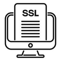 en ligne ssl certificat icône contour vecteur. la toile Les données vecteur