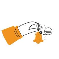 main tiré griffonnage main en portant notification cloche icône illustration vecteur