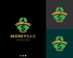 argent sac vert logo modèle vecteur