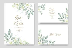 magnifique aquarelle floral feuilles mariage invitation carte modèle vecteur