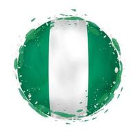 rond grunge drapeau de Nigeria avec éclaboussures dans drapeau couleur. vecteur