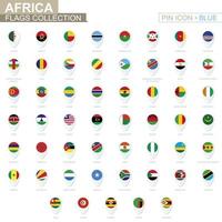 Afrique drapeaux collection. gros ensemble de bleu épingle icône avec drapeaux. vecteur