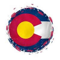 rond grunge drapeau de Colorado nous Etat avec éclaboussures dans drapeau couleur. vecteur