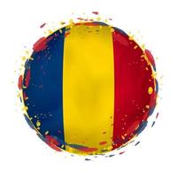 rond grunge drapeau de tchad avec éclaboussures dans drapeau couleur. vecteur