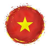 rond grunge drapeau de vietnam avec éclaboussures dans drapeau couleur. vecteur