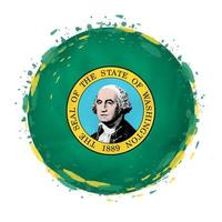 rond grunge drapeau de Washington nous Etat avec éclaboussures dans drapeau couleur. vecteur