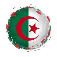 rond grunge drapeau de Algérie avec éclaboussures dans drapeau couleur. vecteur