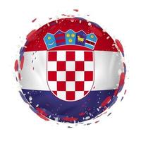 rond grunge drapeau de Croatie avec éclaboussures dans drapeau couleur. vecteur
