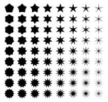 noir étoiles ensemble avec différent angles. géométrique étoile insignes. vecteur